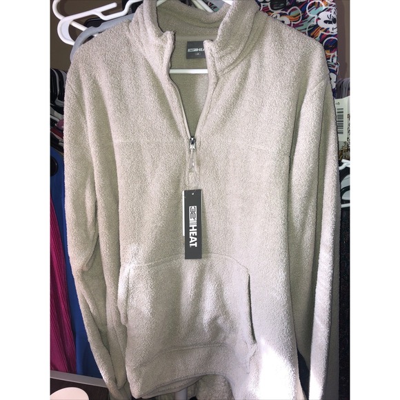 32 Degree Heat Cool Oat Tan Mens Quarter Zip Pullover Warm Large Pocket NWT - Picture 11 of 12